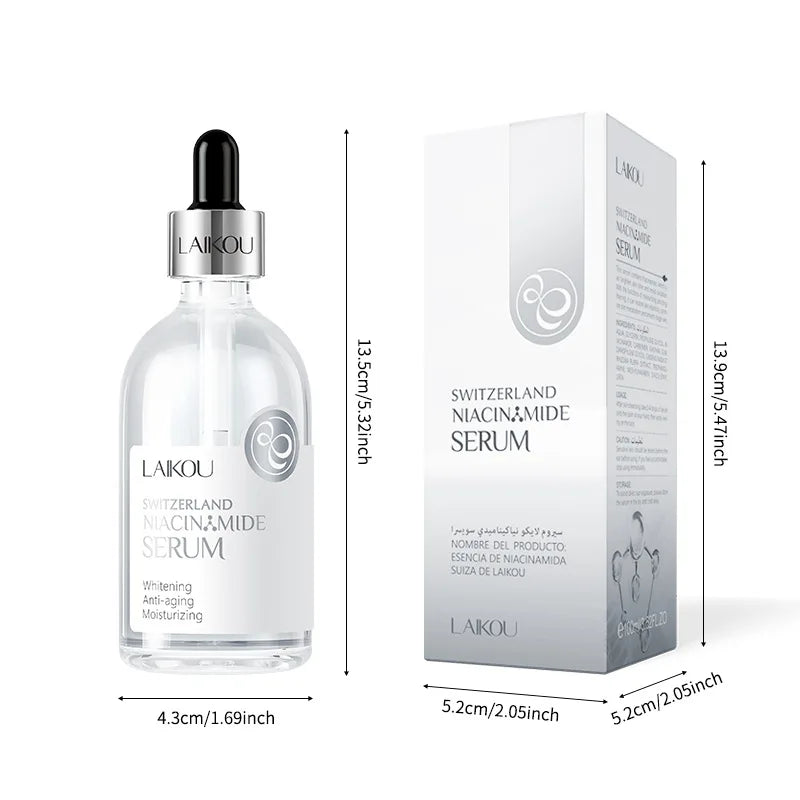 LAIKOU Swiss Anti-Aging Facial Serum 100ml – Sakura, Vitamin C, Niacinamide & Hyaluronic Acid Brightening Essence for Women - Lylamor.com