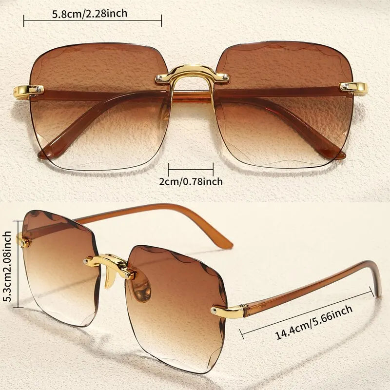 Frameless Gradient Sunglasses – Classic Square Shades for Women