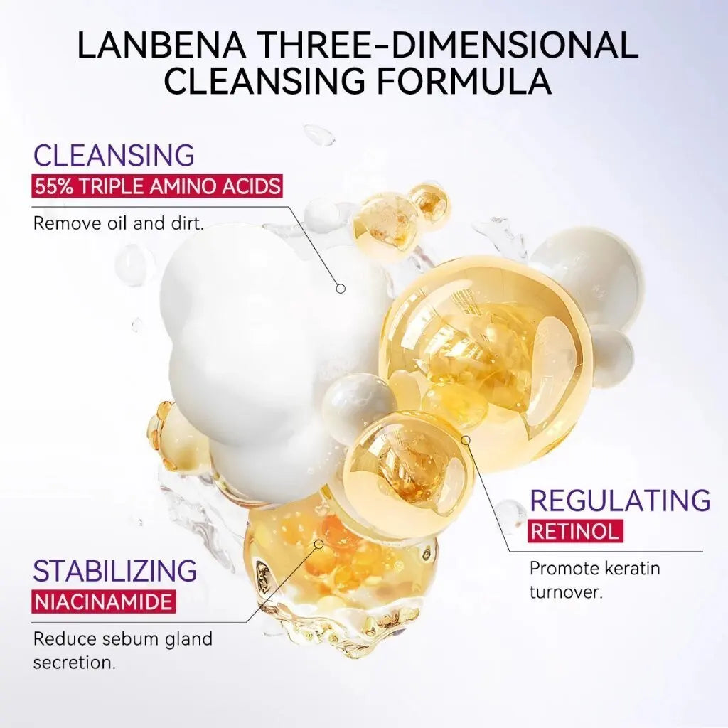 LANBENA Retinol Facial Cleanser – Oil Control, Hydrating Amino Acid Foam Anti-Aging Face Wash 100g - Lylamor.com