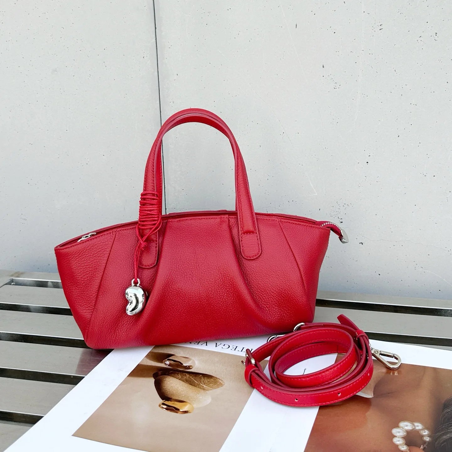FIRMRANCH Soft Genuine Leather Shoulder & Crossbody Handbag with Zipper – Light Luxury Casual Tote - Lylamor.com