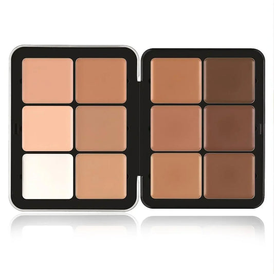 12 Colors Concealer Multi-Purpose Makeup Brightening Not Stuck Powder Contour and Highlighter Palette Bronzer Cream Palette