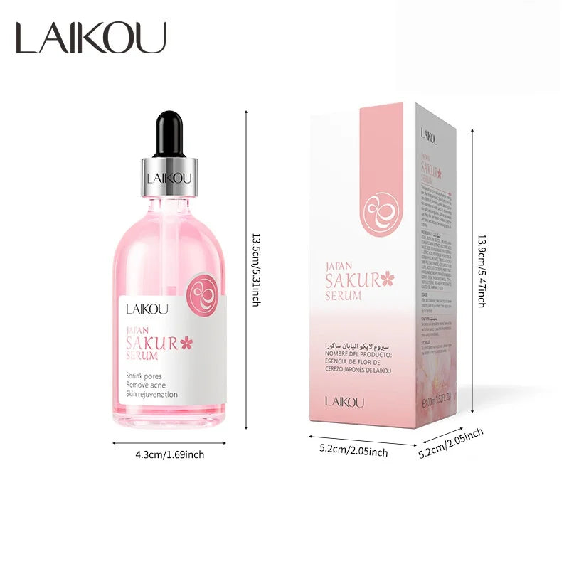 LAIKOU Swiss Anti-Aging Facial Serum 100ml – Sakura, Vitamin C, Niacinamide & Hyaluronic Acid Brightening Essence for Women - Lylamor.com