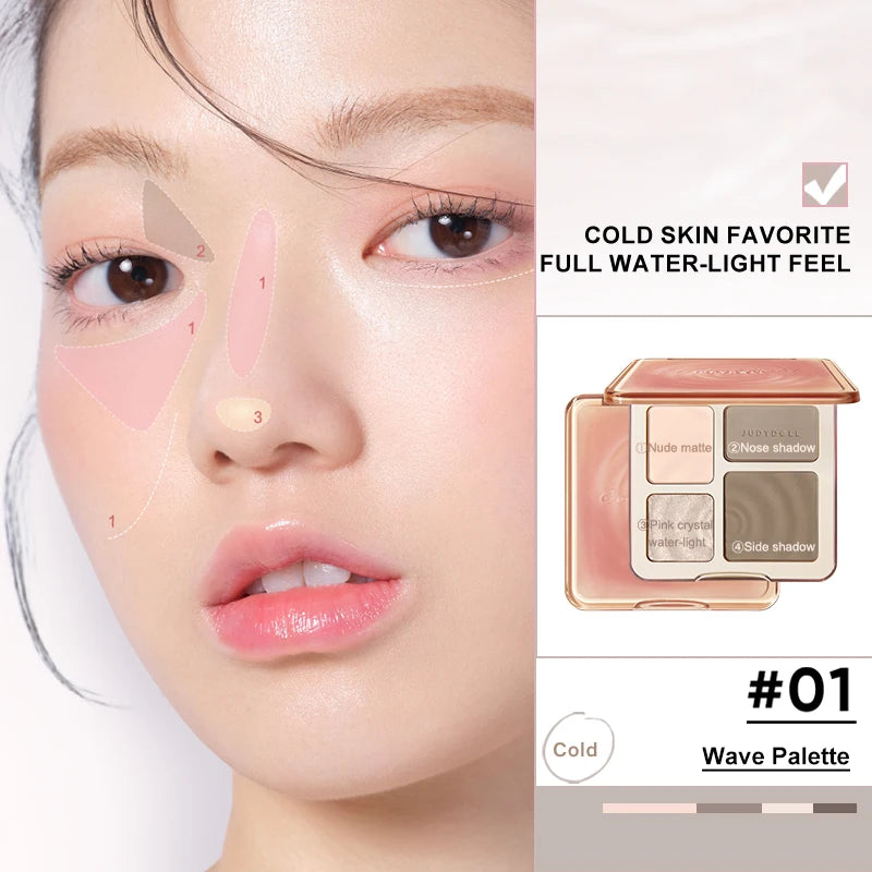 Judydoll Highlighter & Contour Palette Matte & Shimmer Natural Finish Face Sculpting - Lylamor.com