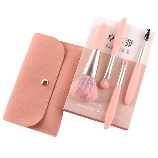 Zoreya 4-Piece Mini Makeup Brush Set for Beginners Multi-Color Pink Yellow Green - Lylamor.com