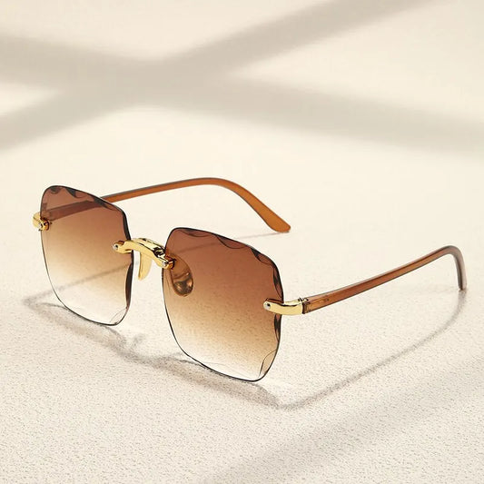 Frameless Gradient Sunglasses – Classic Square Shades for Women