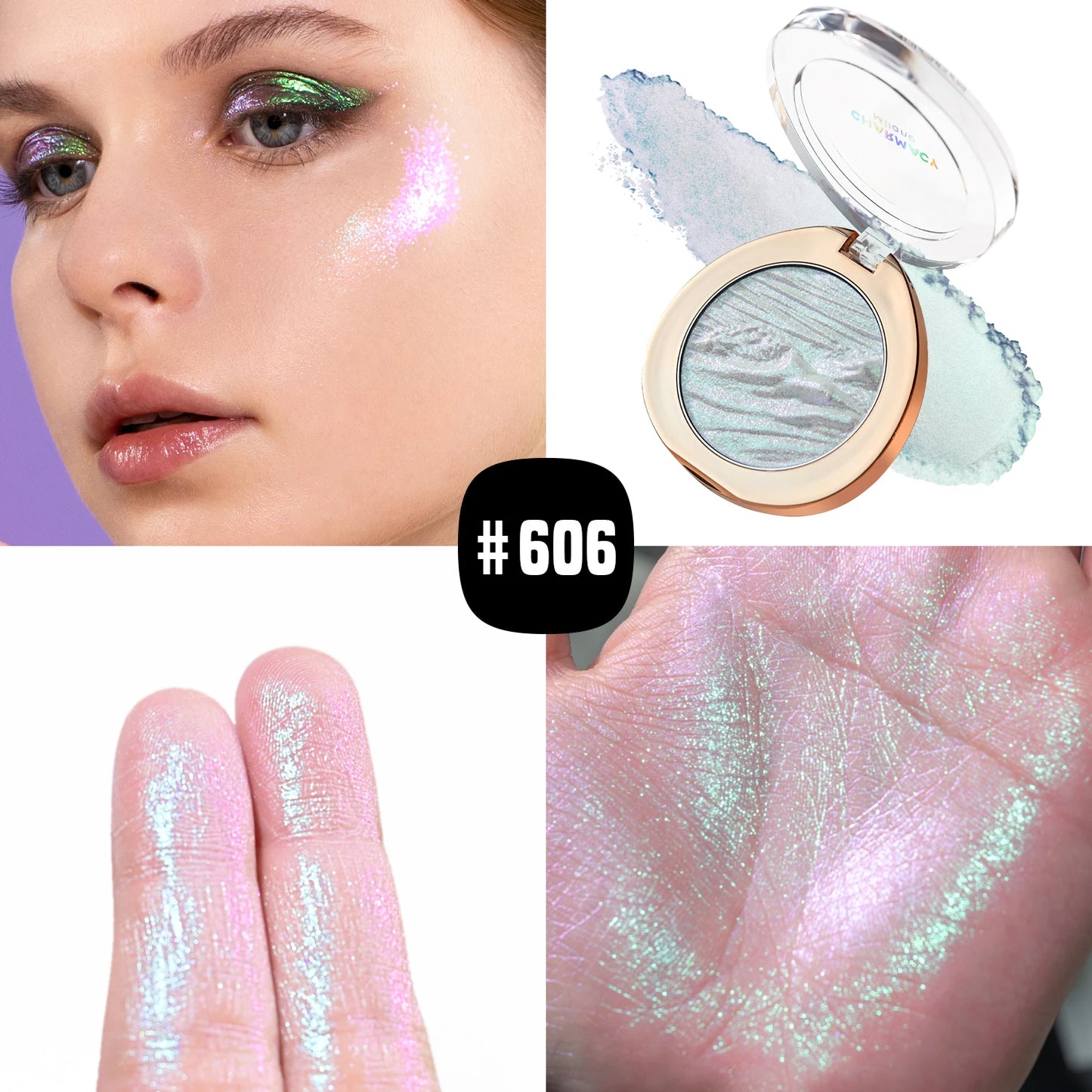 CHARMACY Duochrome Highlighter Powder 4.2g – Long-Lasting Multichrome Shimmer Makeup for Women - Lylamor.com