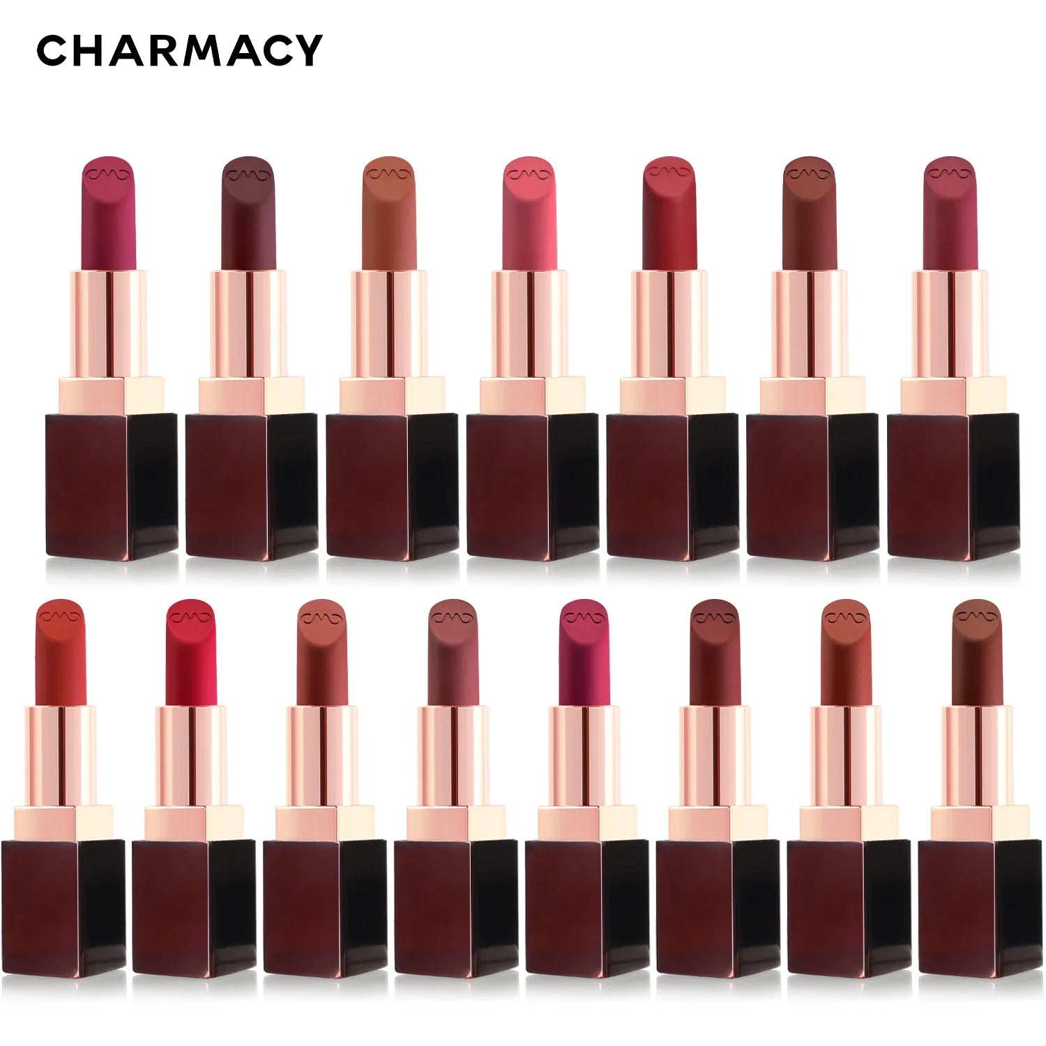CHARMACY Matte Lipstick – Long-lasting, Waterproof, Velvet Finish, Non-stick Cup - Lylamor.com