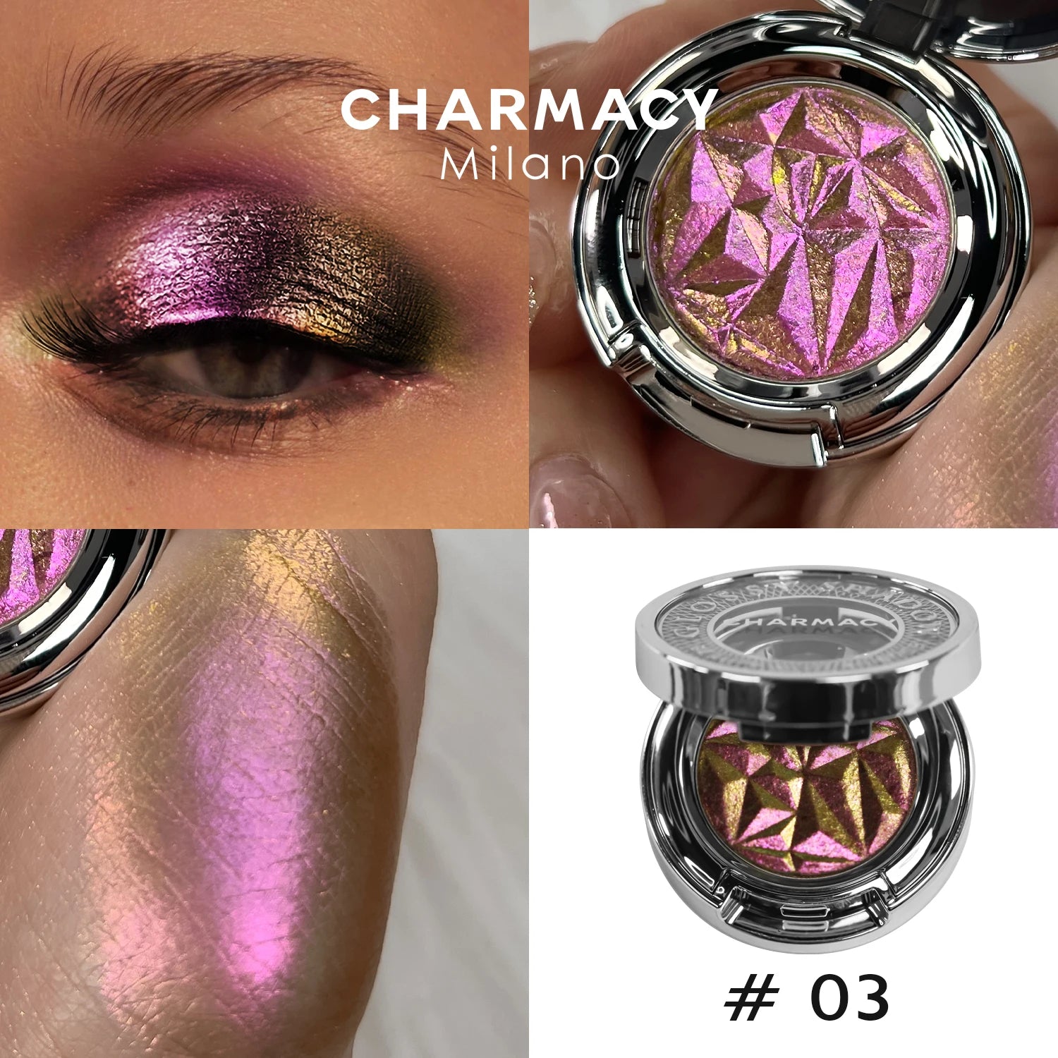CHARMACY Duochrome Eyeshadow Palette – Long-lasting Glitter Multicolor Pigment Shadows - Lylamor.com
