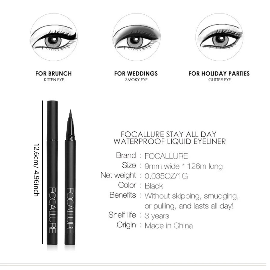 FOCALLURE Liquid Eyeliner Pen – Long Lasting, Waterproof & Quick Drying - Lylamor.com
