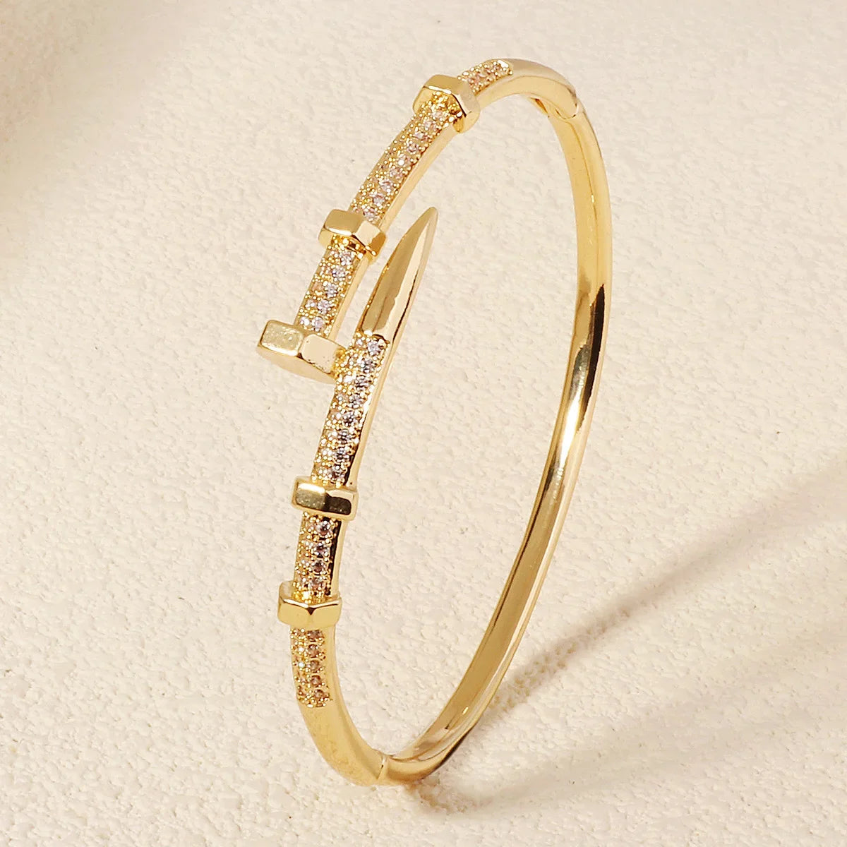 Zircon Nail Bracelet – Trendy Screw Bangle for Women (Everyday & Party Wear)