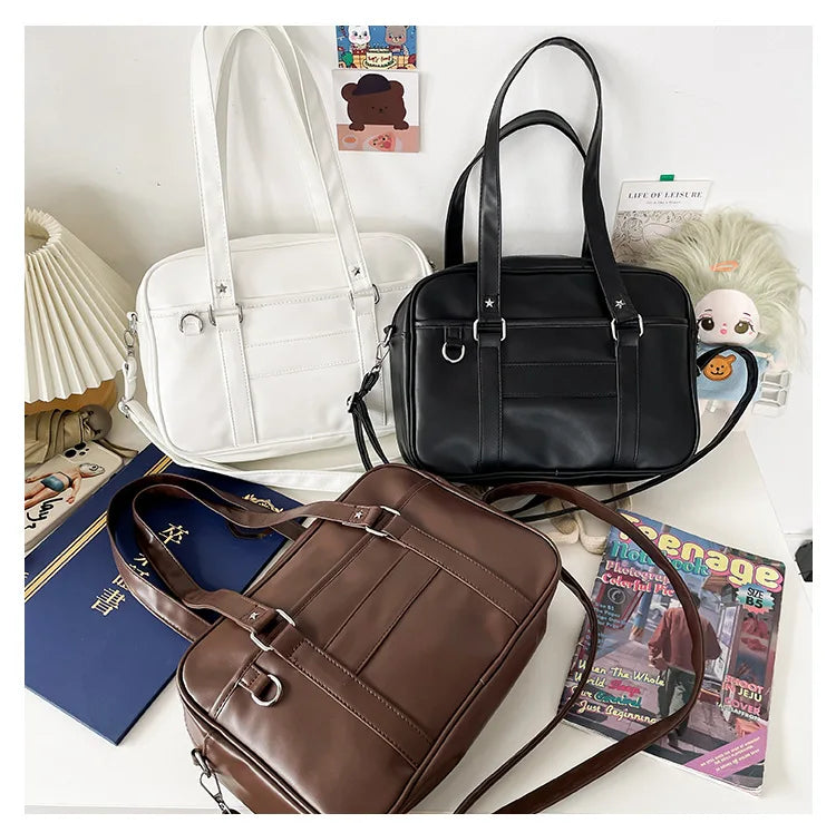 Japanese Preppy Shoulder Bag - PU Leather JK Uniform Bag for Women & Girls (Itabag/Tote/Bolso)