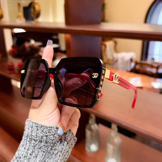 Oversized Square Sunglasses – UV400 Vintage Designer Shades for Women