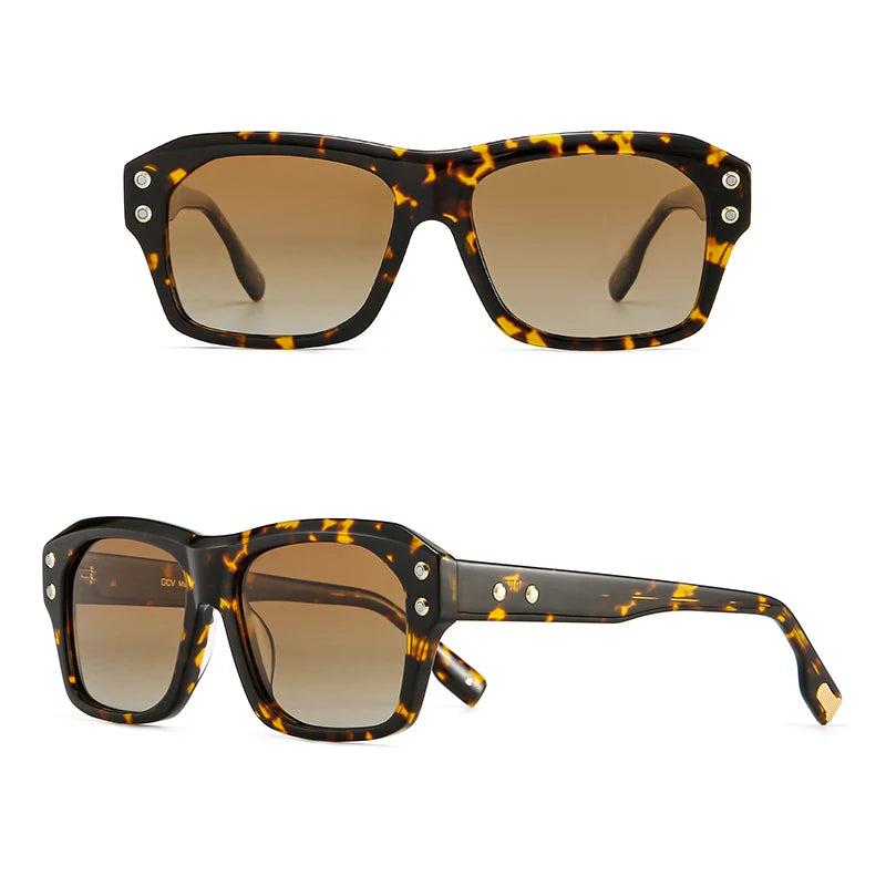 GCV Polarized Sunglasses Women – Luxury Square Rectangular Acetate UV400 Eyewear