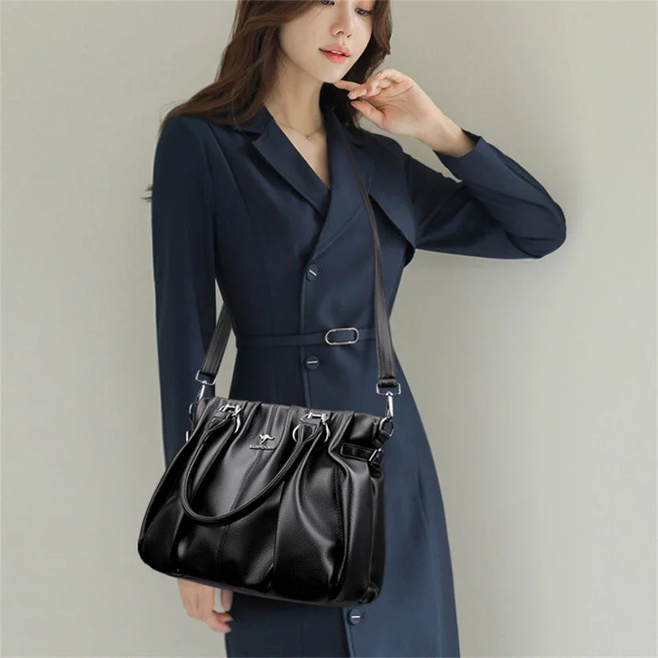 VANDERWAH Soft Leather Casual Tote - Zippered Women’s Commuter Handbag - Lylamor.com
