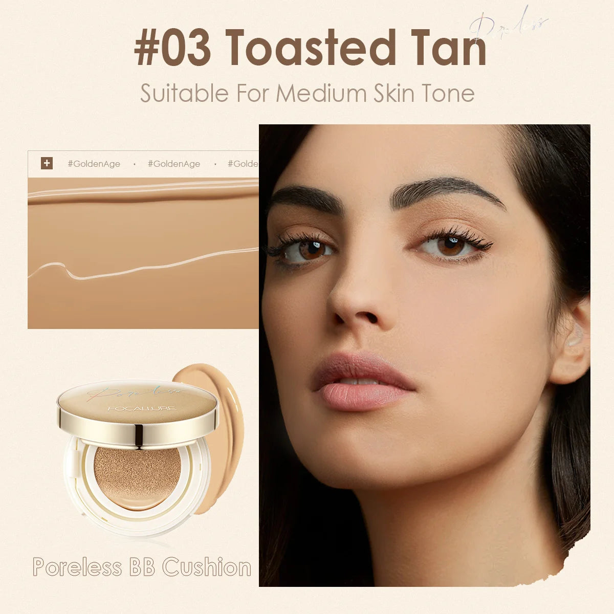 FOCALLURE Air Cushion Foundation – Waterproof, Matte, High Coverage, Poreless Finish - Lylamor.com