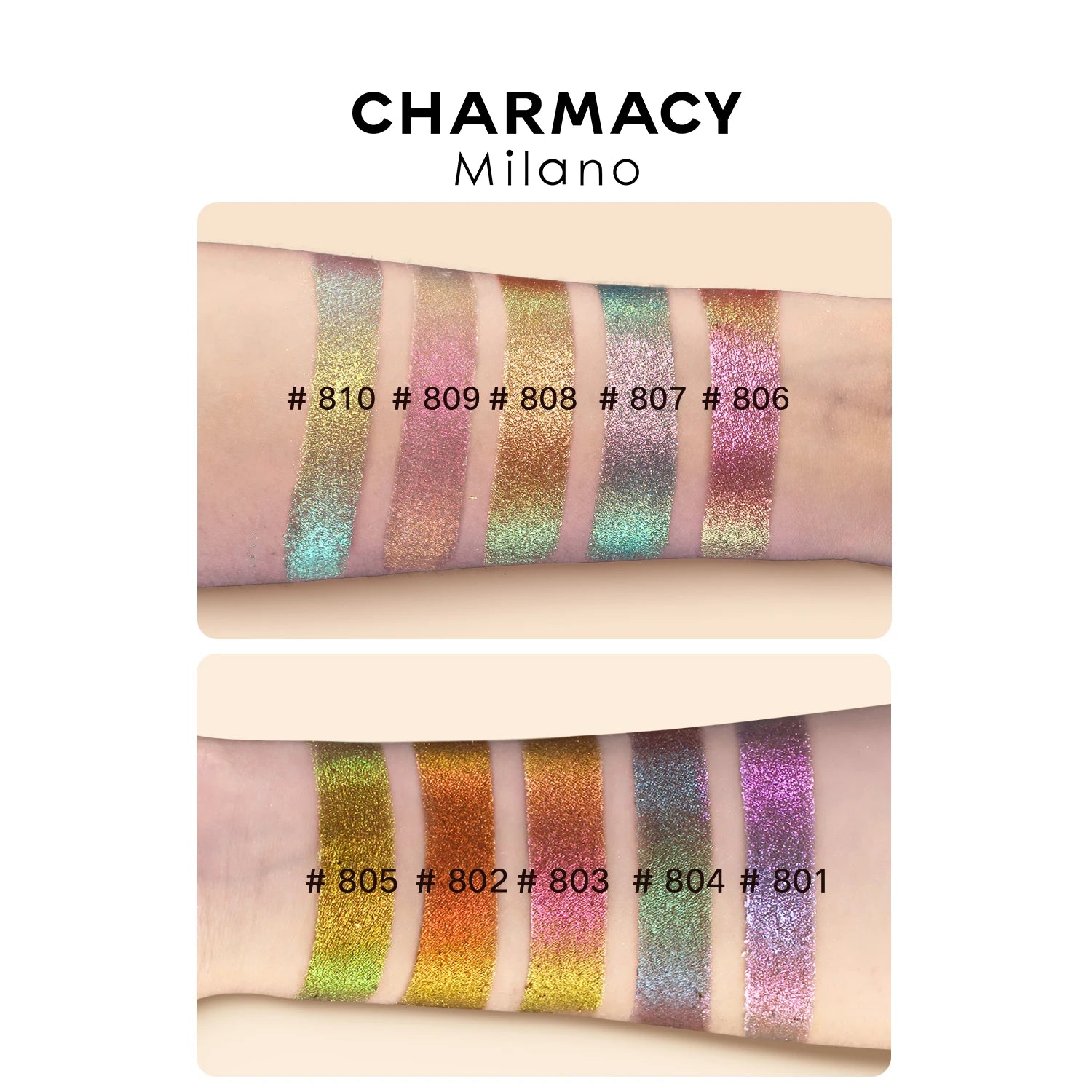CHARMACY 10 Colors Multichrome Glitter Eyeshadow Powder – Long-Lasting Waterproof Holographic Eye enhancer for Women - Lylamor.com