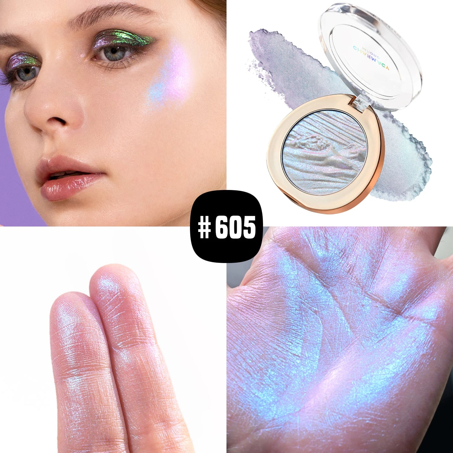CHARMACY Duochrome Highlighter Powder 4.2g – Long-Lasting Multichrome Shimmer Makeup for Women - Lylamor.com