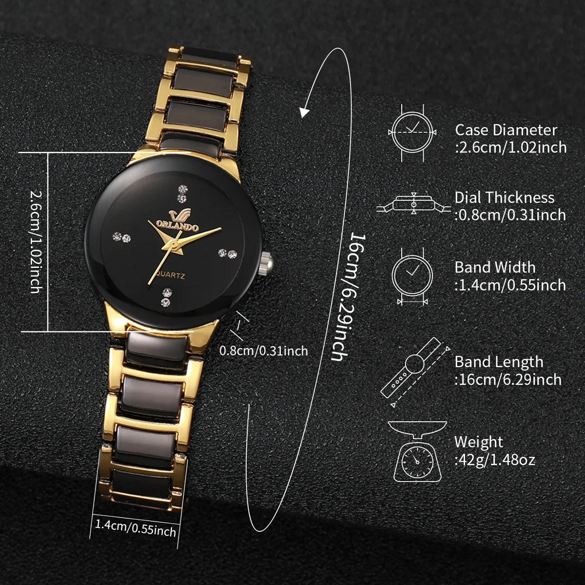 Rhinestone Women's Watch - Stainless Steel Band Analog Quartz Watch