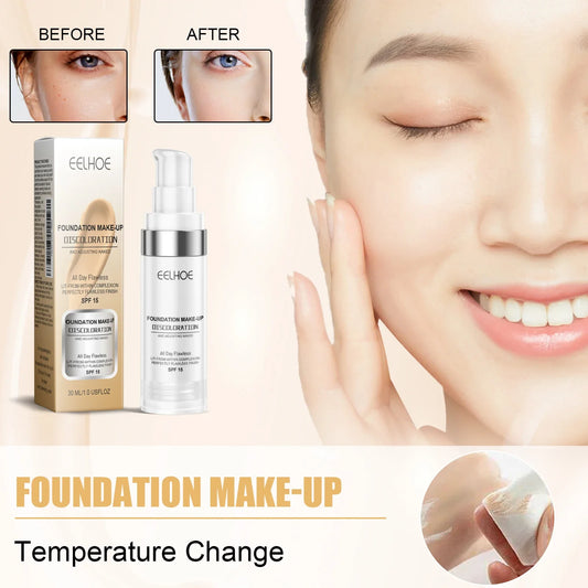 Color Changing Foundation Long-Lasting Hydrating Transfer-Proof Skin Tone Adjust Brightening Lightweight All Skin Types - Lylamor.com