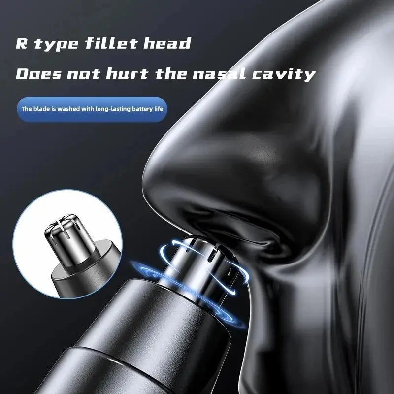 Black Electric Nose Hair Trimmer - Painless Ear/Nose Groomer for Men & Women