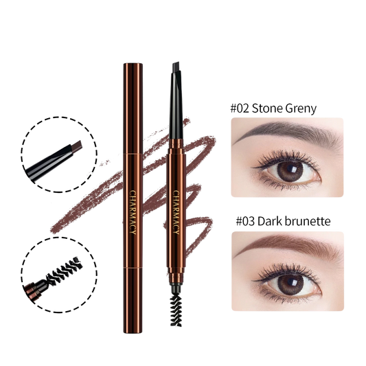 CHARMACY Professional 2-in-1 Triangle Eyebrow Pencil | Long-Lasting Waterproof Brow Definer