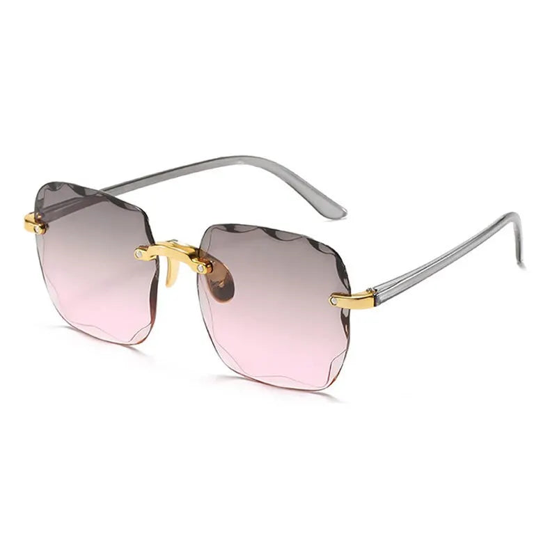 Frameless Gradient Sunglasses – Classic Square Shades for Women