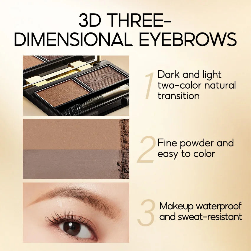 CARSLAN 2 Colors Eyebrow Powder Palette with Brush & Mirror – Waterproof, Long-Lasting Brow Makeup - Lylamor.com