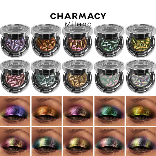 CHARMACY 10 Colors Multichrome Glitter Eyeshadow Powder – Long-Lasting Waterproof Holographic Eye enhancer for Women - Lylamor.com