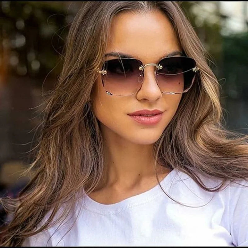 2025 Rimless Women's Sunglasses - Vintage Gradient Lenses UV400 Protection