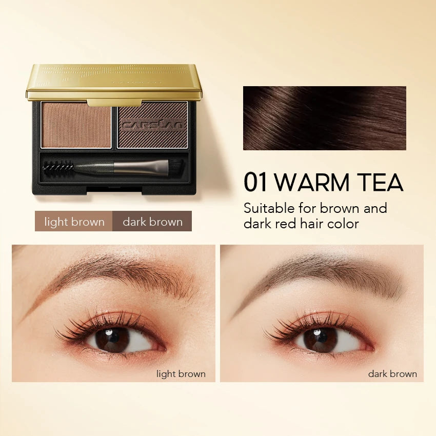 CARSLAN 2 Colors Eyebrow Powder Palette with Brush & Mirror – Waterproof, Long-Lasting Brow Makeup - Lylamor.com