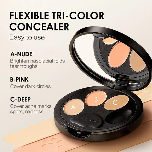 CARSLAN Flexible Tri-Color Concealer – Full Coverage Dark Circle Corrector - Lylamor.com