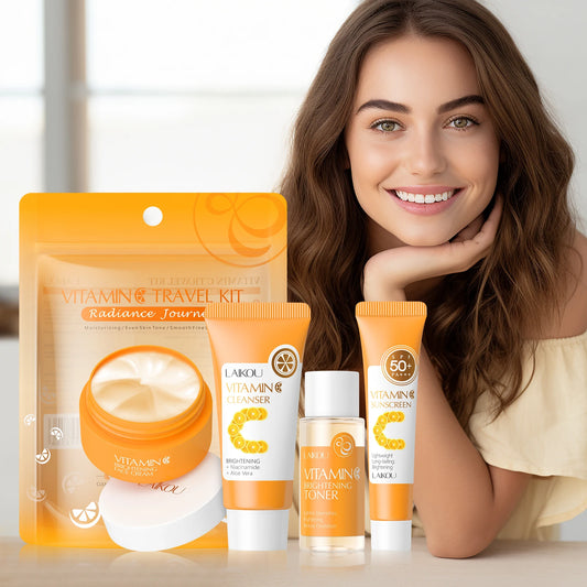 LAIKOU Vitamin C Travel Skincare Set – 4PCS Mini Brightening & Moisturizing TSA Approved Kit - Lylamor.com