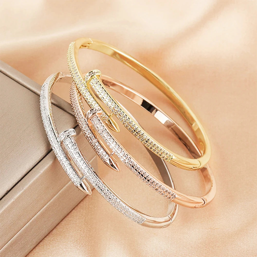 Zircon Nail Bracelet – Trendy Screw Bangle for Women (Everyday & Party Wear)