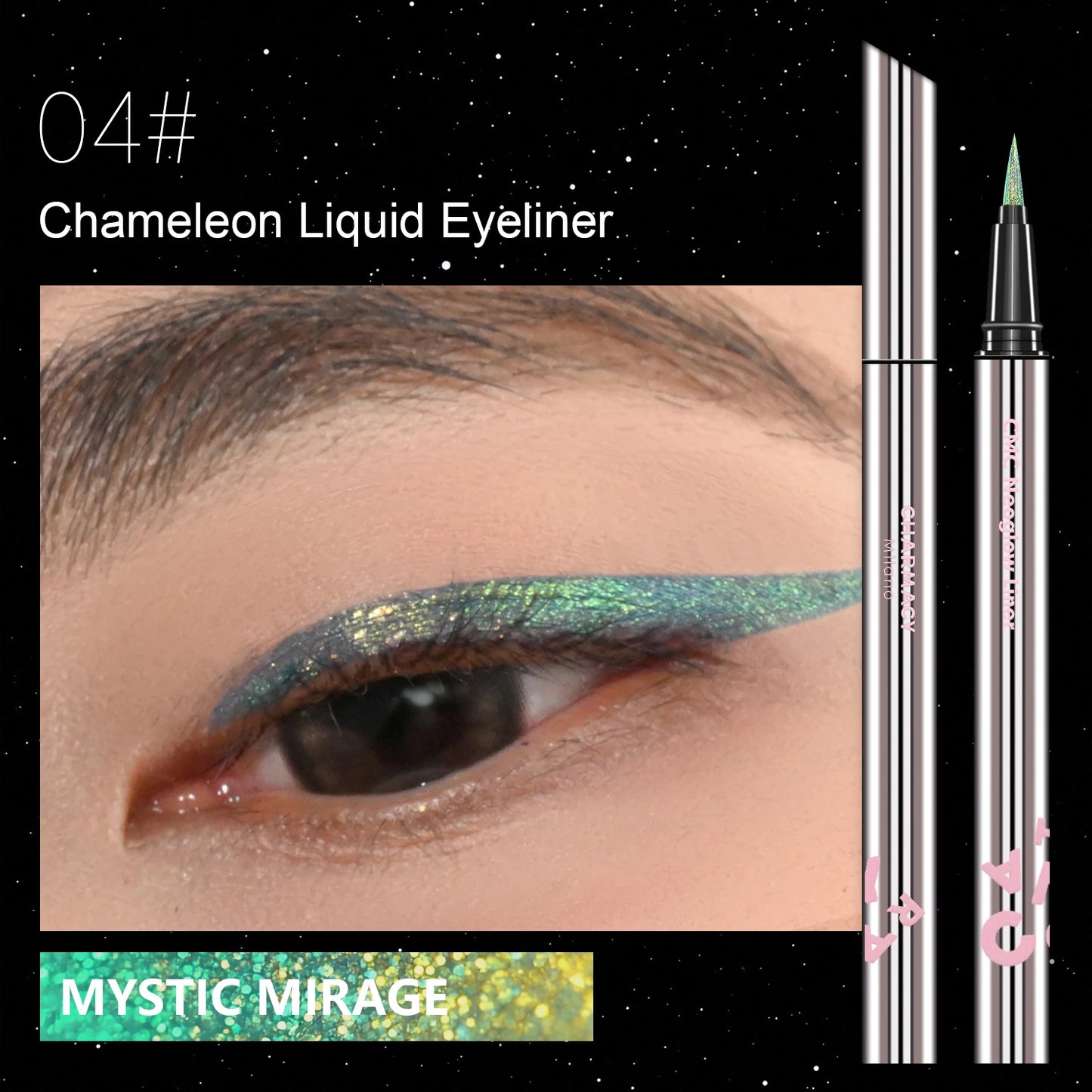 CHARMACY Glitter Liquid Eyeliner – Quick Dry, Waterproof, Long-lasting Chameleon Colors - Lylamor.com