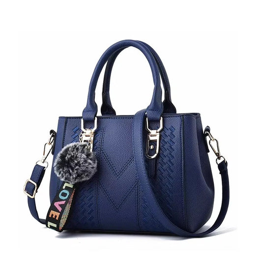 Embroidery Leather Messenger Bag for Women - Elegant Hairball Design Handbag