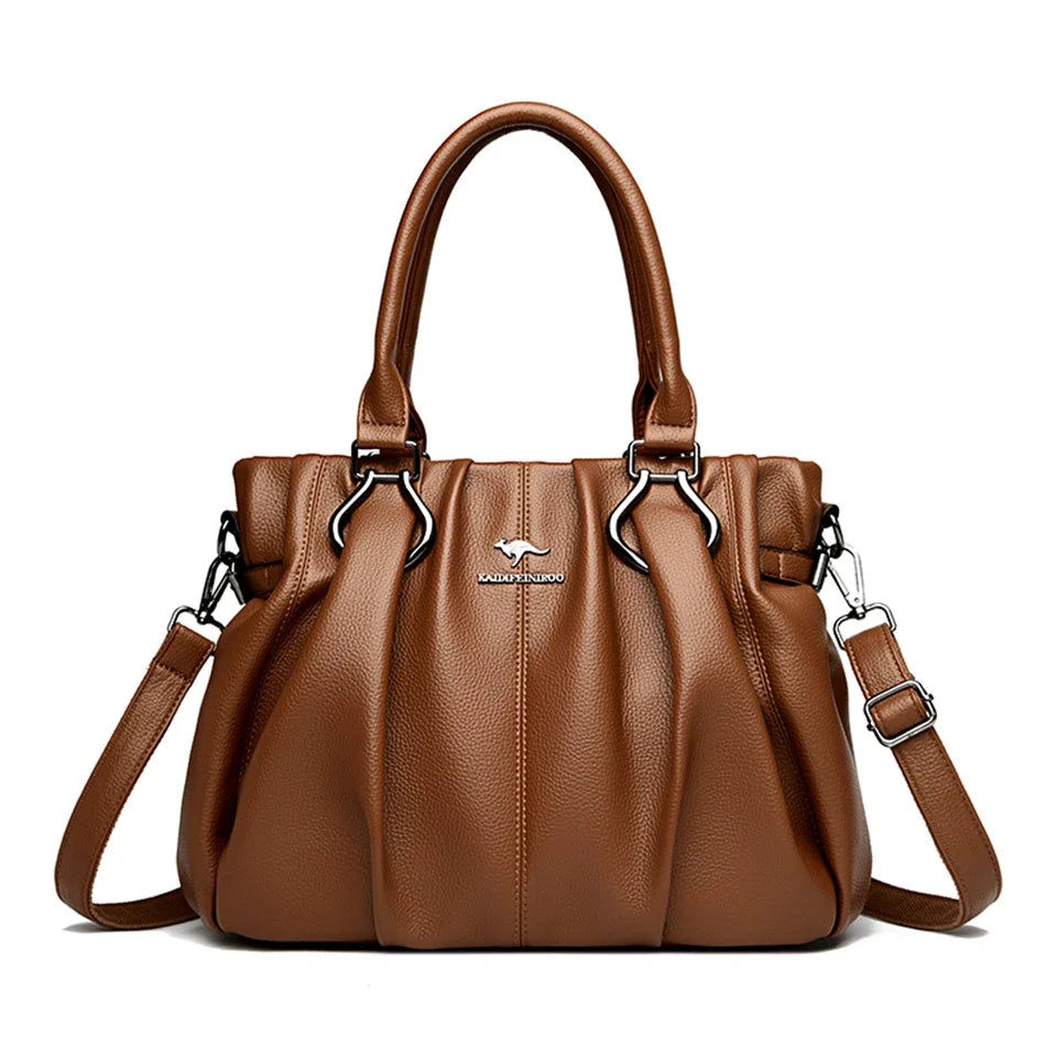 VANDERWAH Soft Leather Casual Tote - Zippered Women’s Commuter Handbag - Lylamor.com
