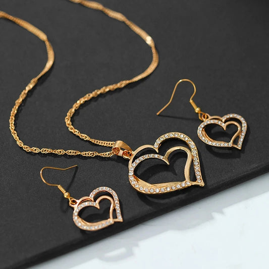 3-Piece Heart Jewelry Set for Women - Necklace & Earrings - Lylamor.com