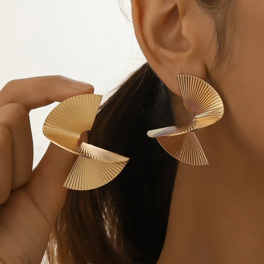 Retro Spiral Statement Earrings : Geometric Gold & Silver Party Jewelry for Women - Lylamor.com