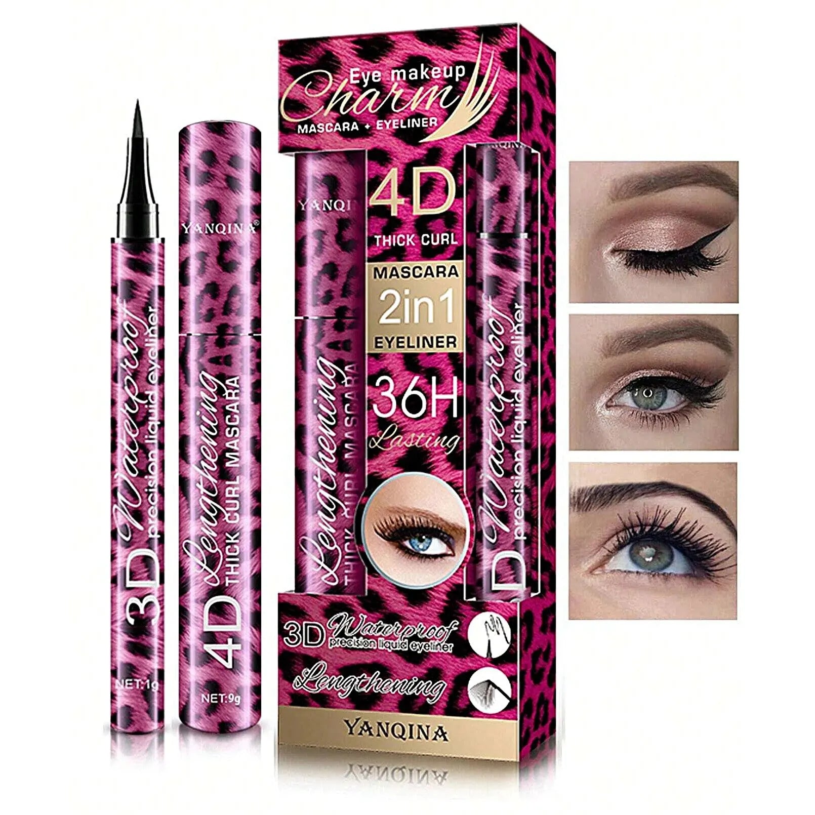 4D Waterproof Mascara & Liquid Eyeliner Set – Smudge-Proof Eye Makeup Kit - Lylamor.com