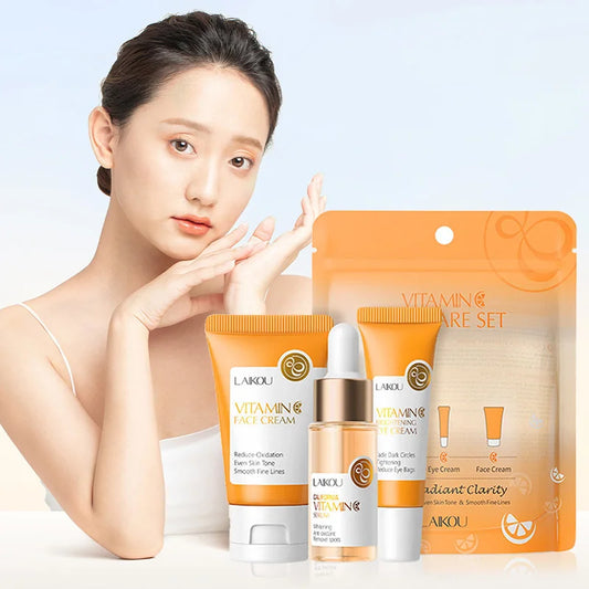 LAIKOU Vitamin C 24K Golden Sakura 3-Piece Skincare Set | Brightening & Anti - Wrinkle Face Care Kit - Lylamor.com