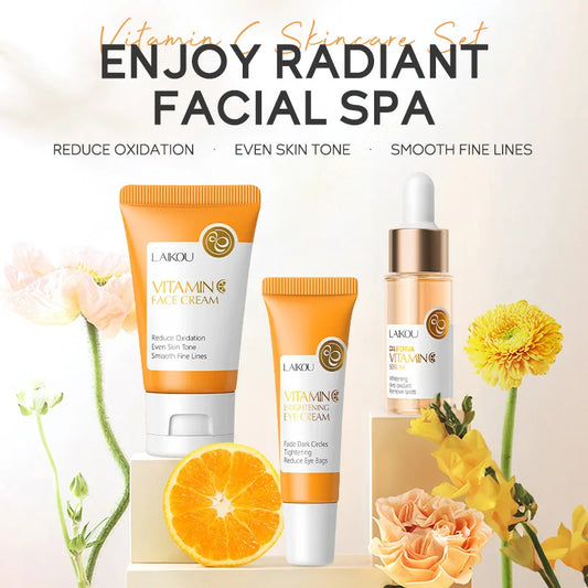 LAIKOU Vitamin C 24K Golden Sakura 3-Piece Skincare Set | Brightening & Anti - Wrinkle Face Care Kit - Lylamor.com