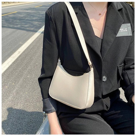 Women's Retro PU Leather Shoulder Bag - Solid Color Hobo Underarm Purse for Casual Style - Lylamor.com