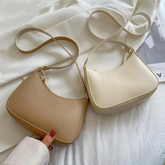 Women's Retro PU Leather Shoulder Bag - Solid Color Hobo Underarm Purse for Casual Style - Lylamor.com