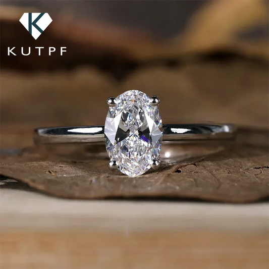 GRA Certified Oval Moissanite Ring - 1/2/3 Carat Solitaire Engagement Ring (925 Sterling Silver) - Lylamor.com