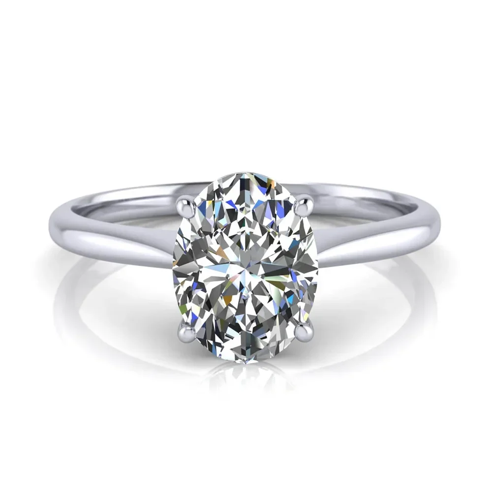GRA Certified Oval Moissanite Ring - 1/2/3 Carat Solitaire Engagement Ring (925 Sterling Silver) - Lylamor.com