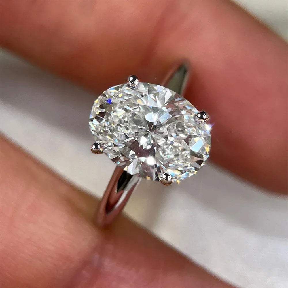 GRA Certified Oval Moissanite Ring - 1/2/3 Carat Solitaire Engagement Ring (925 Sterling Silver) - Lylamor.com