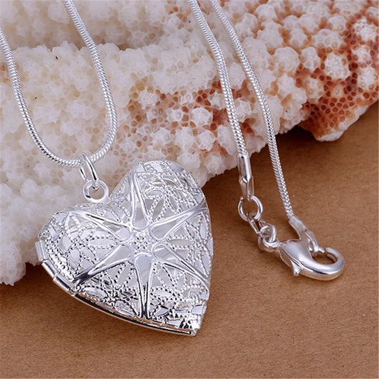 925 Sterling Silver Photo Frame Pendant Necklace – Adjustable 18-24" Snake Chain Wedding Jewelry - Lylamor.com