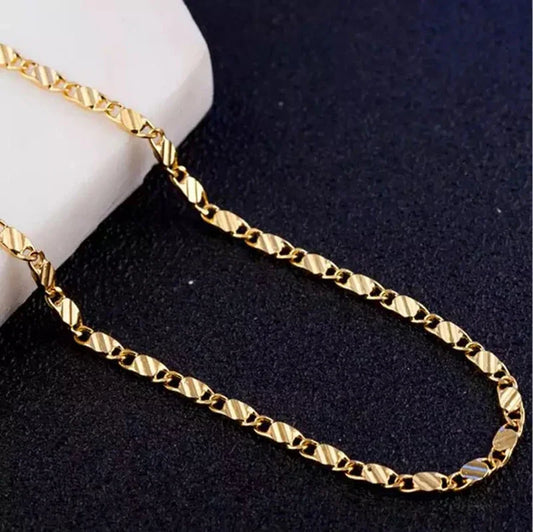 Fashion 18k Gold Necklace 2MM 16/18/20/22/24/26/28/30 Inch Side Chain Necklace For Women Men Jewelry 925 Silver Necklace - Lylamor.com