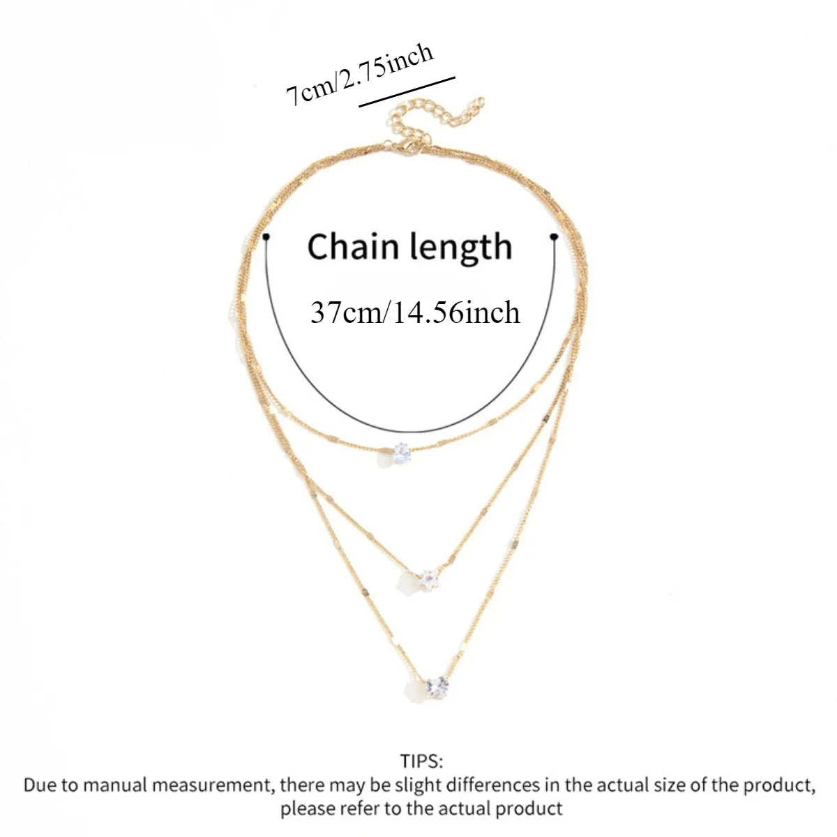 Multi Layer Star & Heart Necklace | Alloy Water Drop Pendant Collarbone Chain - Lylamor.com