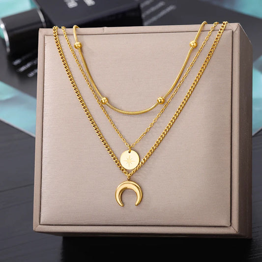 316L Stainless Steel Heart Necklace | Gothic Gold Layered Choker for Women & Girls - Lylamor.com